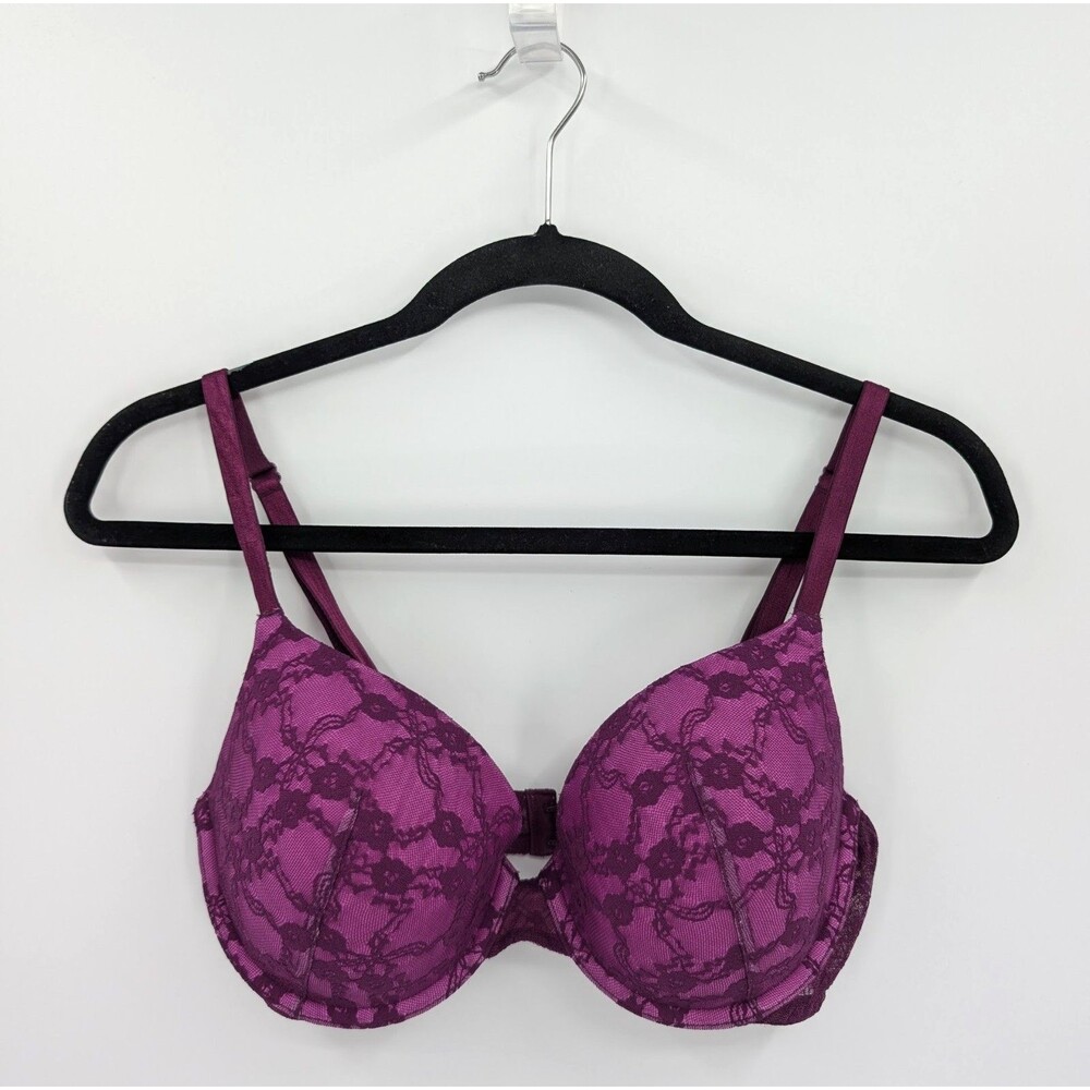 Victoria's Secret Bra 34D Purple Lace Lined Perfect Coverage
